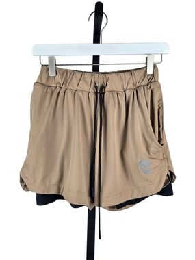 Gymreapers 2 in 1 Training Shorts Skull Logo Tan Size Small